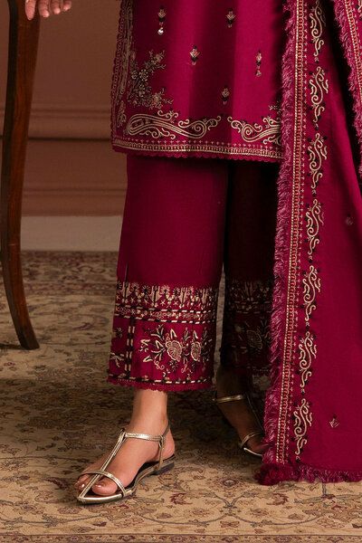 3 Piece Embroidered Cotton Linen Suit