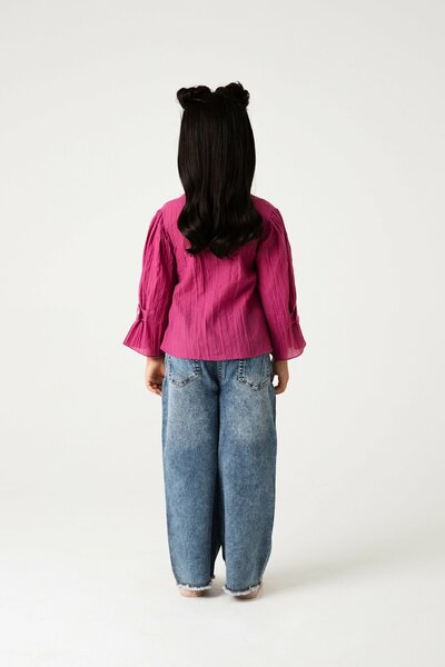 Solid Pink Frilly Cotton Top