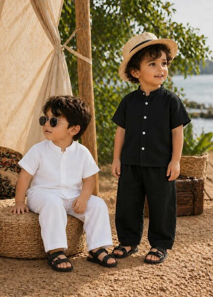 BabyCo Kids RTW Solids Cotton Co-Ord Sets Suit Oasis Relaxed White - Casual Collection