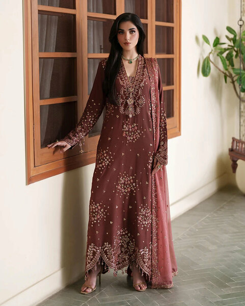 Mahenoor by Roheenaz Unstitched Embroidered Raw Silk 3 Piece Suit RN26UMR Zarnish RUNES260101 - Festive Collection