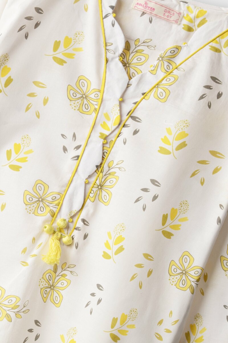 Sunshine Floral Cotton Kurta Set - 2pc