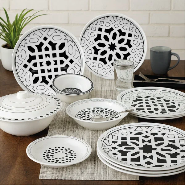 Dinner Set Geometric Black