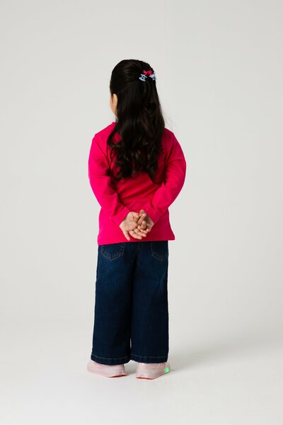 Girls Fuchsia Heart Sparkle Tee