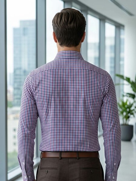 Red & Blue Checkered, Elite Edition, Cutaway Collar Men’s Formal Shirt (FS-2999)