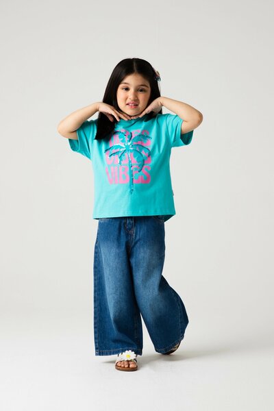 Girls Relaxed Turquoise Jersey Tee