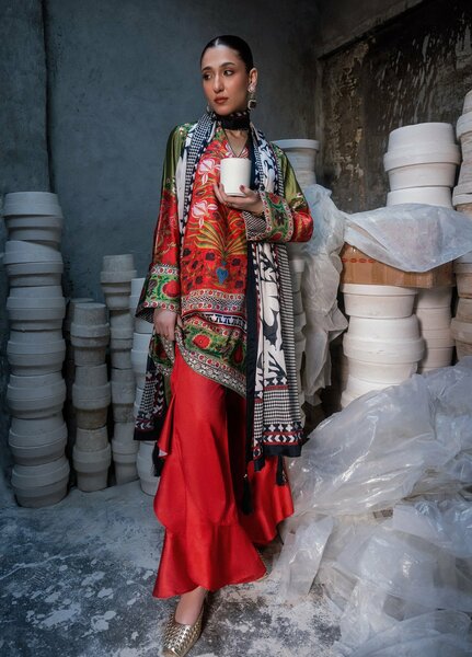 Lady Aik by AIK Atelier Unstitched Printed Silk 3 Piece Suit AIK26ULA 08 - Festive Collection