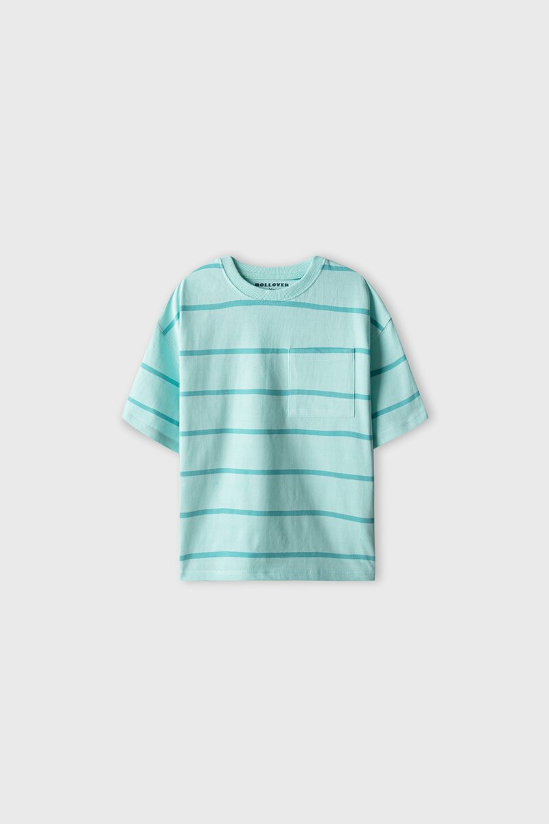 Boys Mint Stripe Drop Tee