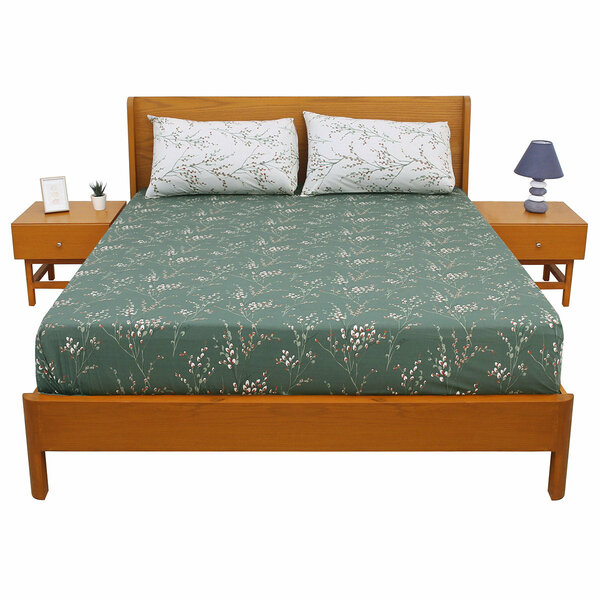 Green Floral Double Bedding Set