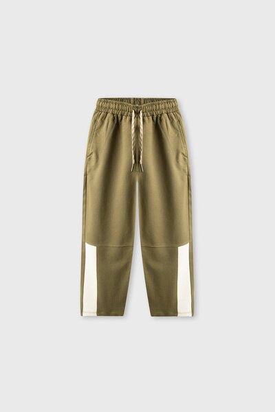 Boys Olive Sport Panel Trousers