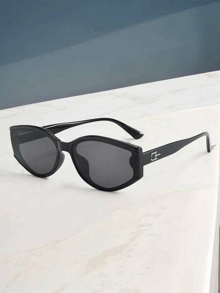 Shein - 1 Pair Small Frame Oval Cat Eye Fashion Glasses, Suitable For Women