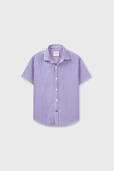 Boys Blue Checkered Cotton Shirt