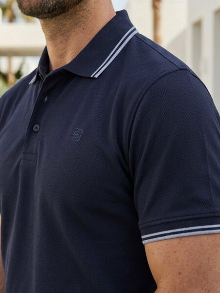 Navy Blue Contrast Tipping Polo T-Shirt (POLO-1290)