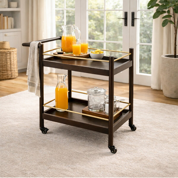 Oaklin Wooden Tea Trolley with Wheels