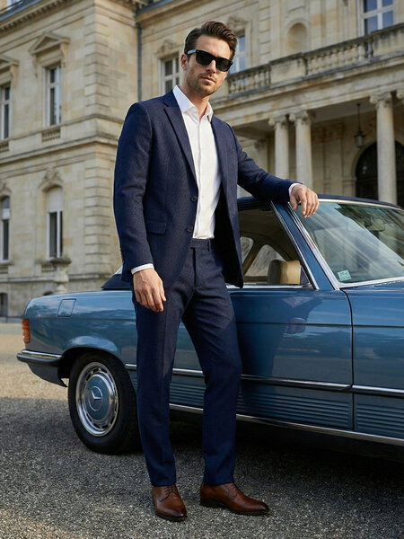 Navy Self Imported Two Piece Suit (SF-154)