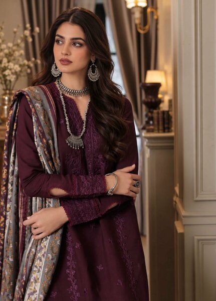Noor by Saadia Asad Unstitched Embroidered Linen 3 Piece Suit SA26UNL D7 B - Winter Collection
