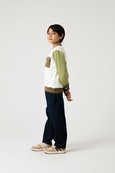 Boys Olive Contrast Fleece Sweatshirt