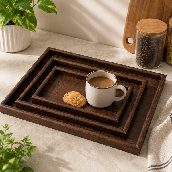 3-Piece Bamboo Tray Set