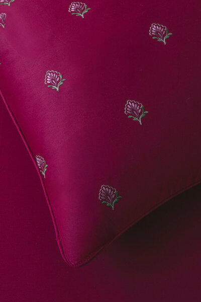 Ruby Gold Embroidered Bed Sheet Set