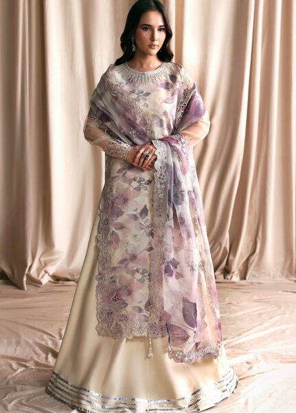 Sirayya by Zarif Unstitched Embroidered Organza 3 Piece Suit ZR26US GAJRA 07 - Wedding Collection