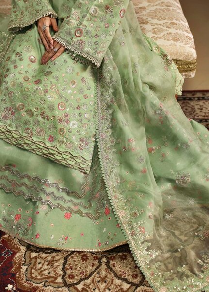 Sable Vogue Unstitched Embroidered Raw Silk 3 Piece Suit SV26UL FC-03-25 Green - Summer Collection