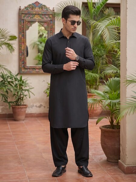 Black Designer Shalwar Kameez (SK-749)