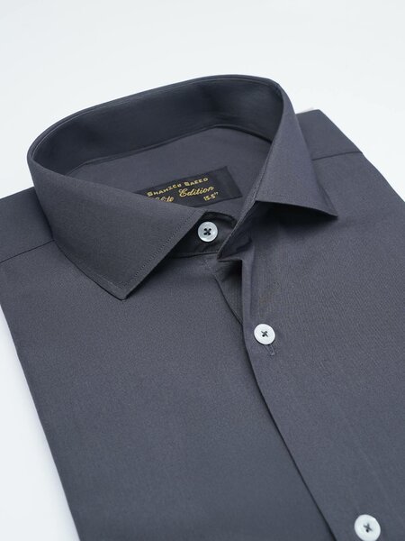 Charcoal Plain, Cutaway Collar, Elite Edition, Men’s Formal Shirt (FS-2542)