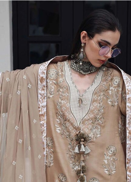 Nuvera Hemline by Mushq Unstitched Embroidered Raw Silk 3 Piece Suit MU26UNH Queen's Promise MUNES260210 - Festive Collection