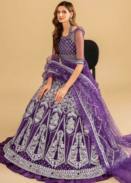 Barasti By Asifa & Nabeel Embroidered Net Suits Unstitched 3 Piece AN23BT ANB-07 Bandhani - Festive Collection