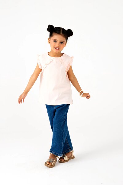 Soft Pink Flutter Cotton Top