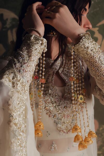Jahan Ara by Zarposh Unstitched Embroidered Organza 3 Piece Suit ZP26UWJ ROSHANAY - Wedding Collection