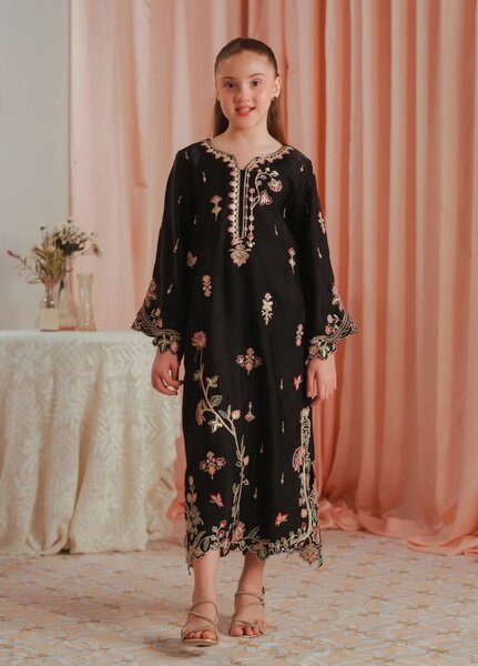 Sprinkles Girls RTW Embroidered Suede 1 Piece Suit Gothic Rose Kaftan Summer Collection