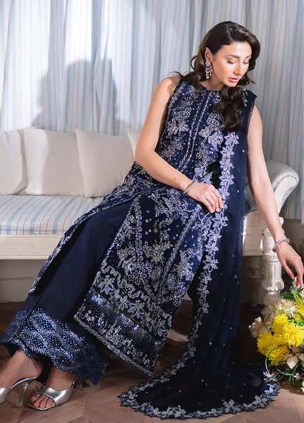 Dastaan by Neeshay Embroidered Chiffon Suits Unstitched 3 Piece NSH25DU Neelisha - Formals Collection