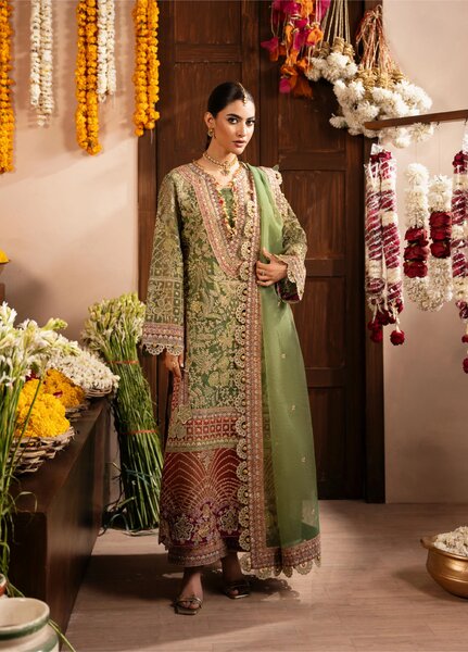 Push Pawan by Zarizaa Unstitched Embroidered Organza 3 Piece Suit ZZ26UPP D-5G Sultana - Wedding Collection