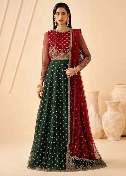 Riwayat by Zarif Unstitched Embroidered Net 4 Piece Suit ZR26URN Elika ZRF-RC-02 - Festive Collection