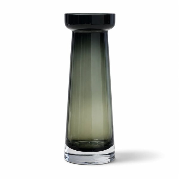 Grey Colored Glass Vase – Modern Cylinder Decorative Vase Medium