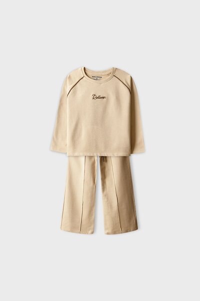 Girls Beige Motion Relaxed Co-ord Set