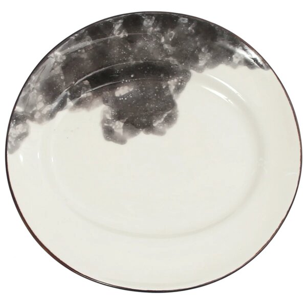 Modern Oval Ceramic Platter – White with Black Marbled Design, Stylish Serving Plate (8.5 x 9 Inch)