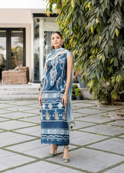 Saira Shakira Unstitched Embroidered Lawn 3 Piece Suit SSR26ULE SS-008B - Eid Collection
