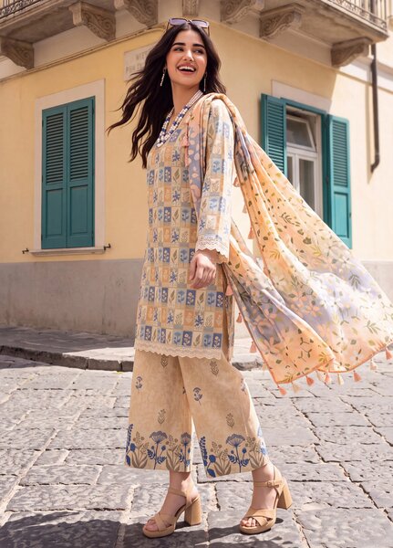 Coco by Al Zohaib RTW Printed Cambric 3 Piece Suit AZ26RCC D-04 - Casual Collection