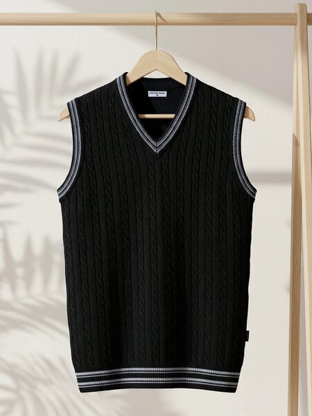 Black Sleeveless Men's Sweater (SW-020)