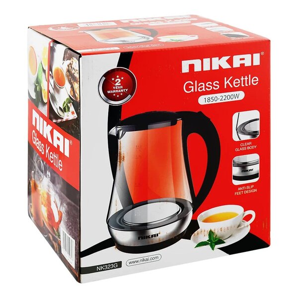 Nikai Electric Glass Kettle 1.7L – Model NK-323G | High Power Fast Boil Kettle