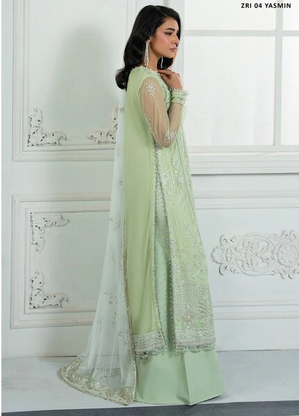 Inara by Zarif Embroidered Net Suits Unstitched 3 Piece ZR25UF ZRI-04 Yasmin - Formals Collection