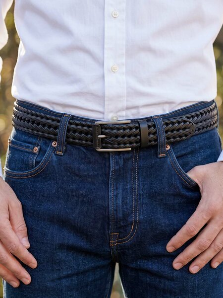 Black Braided Leather Belt (BELT-972)