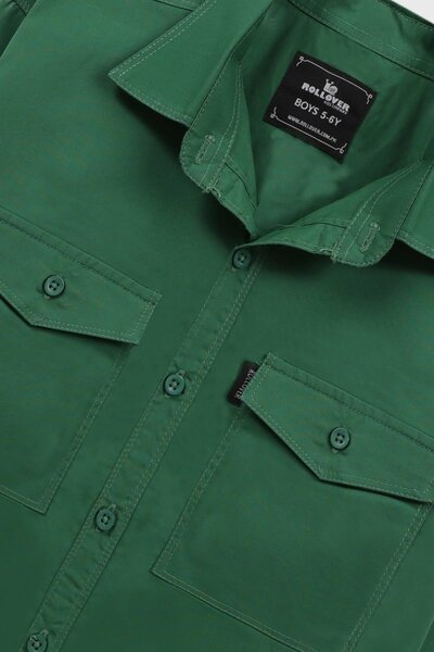 Boys Forest Green Cotton Shirt