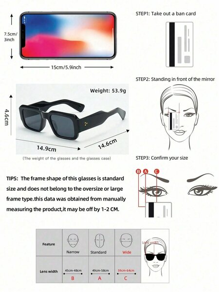 Shein - 1Pc Men'S Square Thick Frame High Quality Personalized Minimalist Fashion Glasses