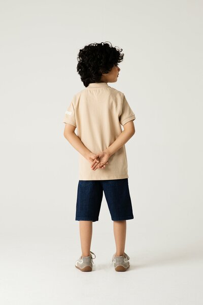 Boys Smart Zip Beige Polo