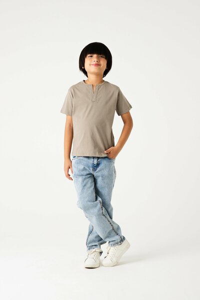 Boys Steel Grey Henley T-Shirt