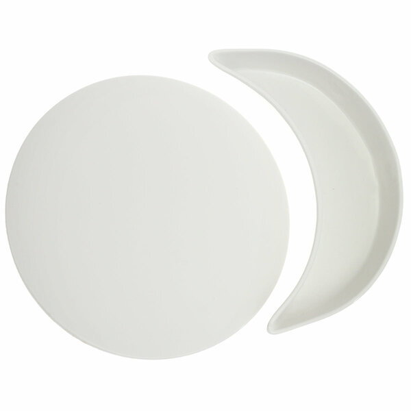 Symphony Alfre Eclipse Serving Set – Modern White Ceramic Round & Crescent Platter