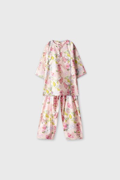 Soft Floral Pink Kurta Shalwar - 2pc