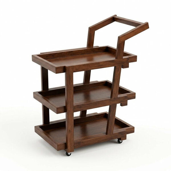 3-Step Ferdy Sheesham Wood Tea Trolley with Wheels